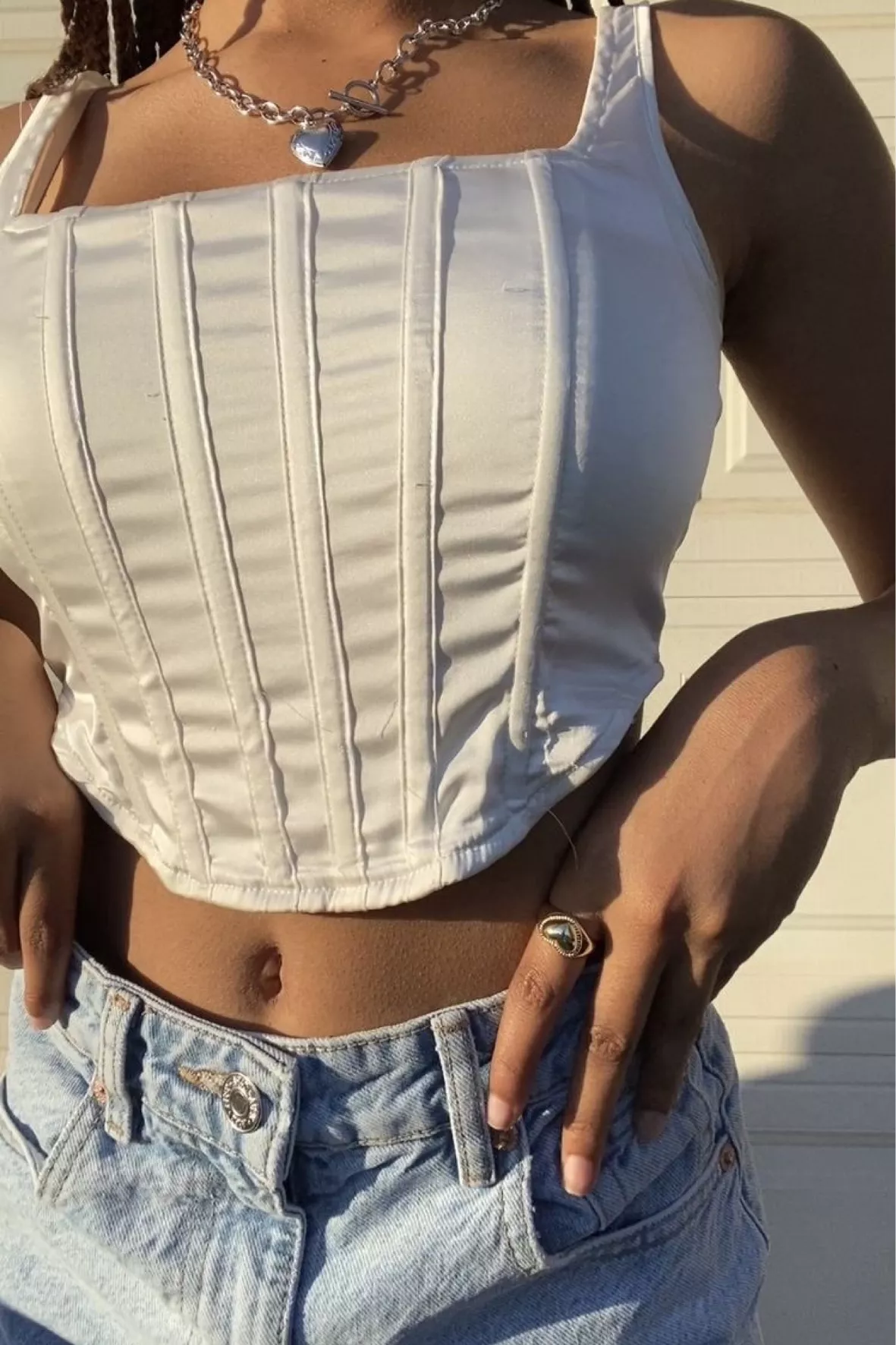 White Rib Corset Detail Crop Top curated on LTK
