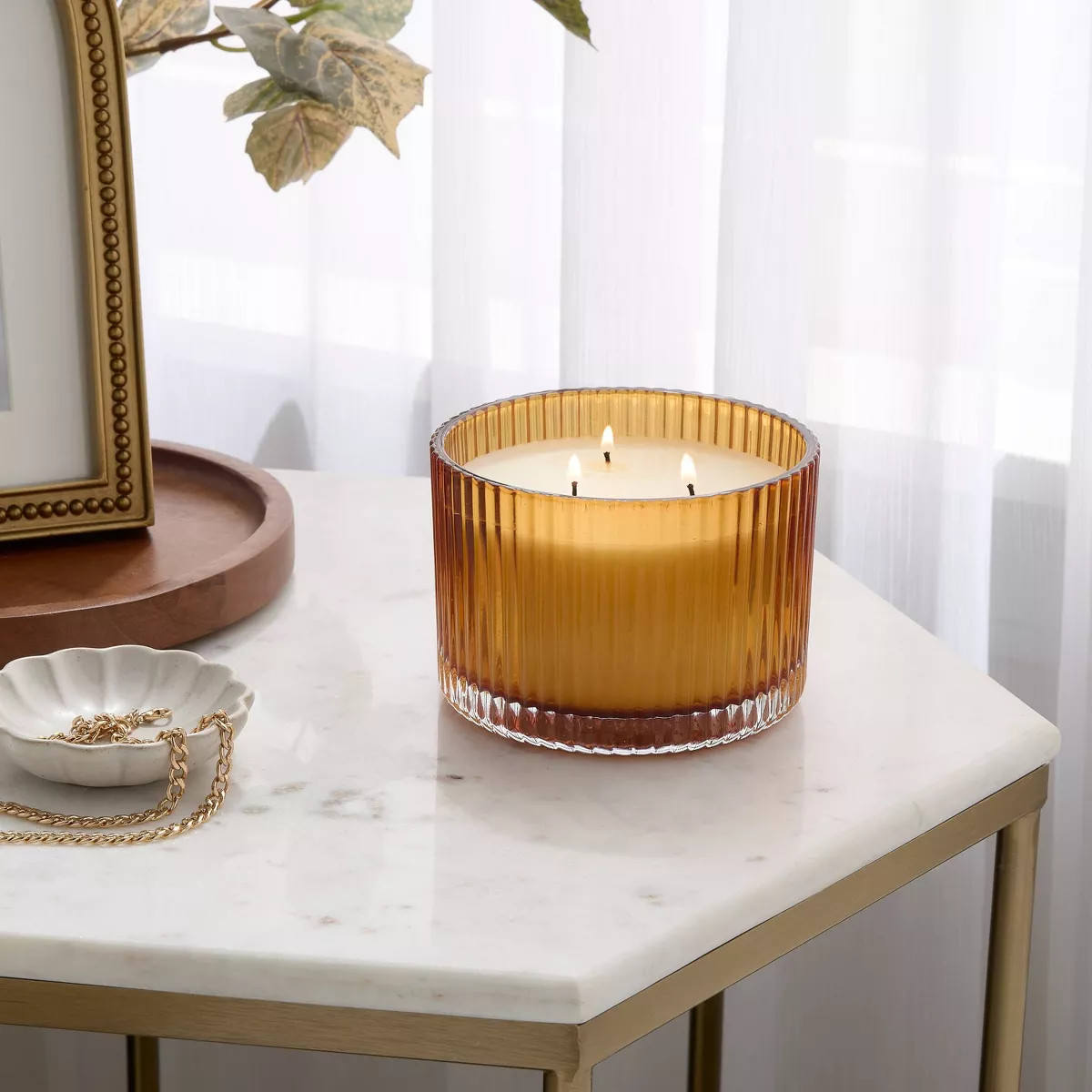 2 Wick Ribbed Glass Candle 13oz - Threshold™ | Target