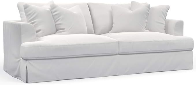 Sunset Trading Newport Slipcovered Sofas, Large 94" Wide Stationary, Performance Fabric White | Amazon (US)