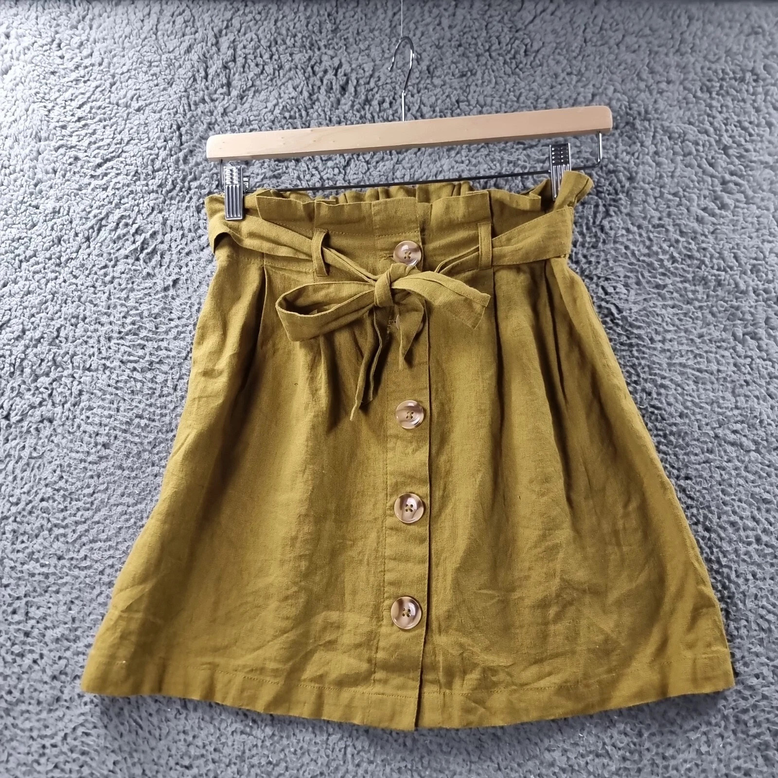 Pre-loved partnerAnko Womens Mustard Green  Button-up Tie Size 8 MinI A-line Skirt | eBay AU