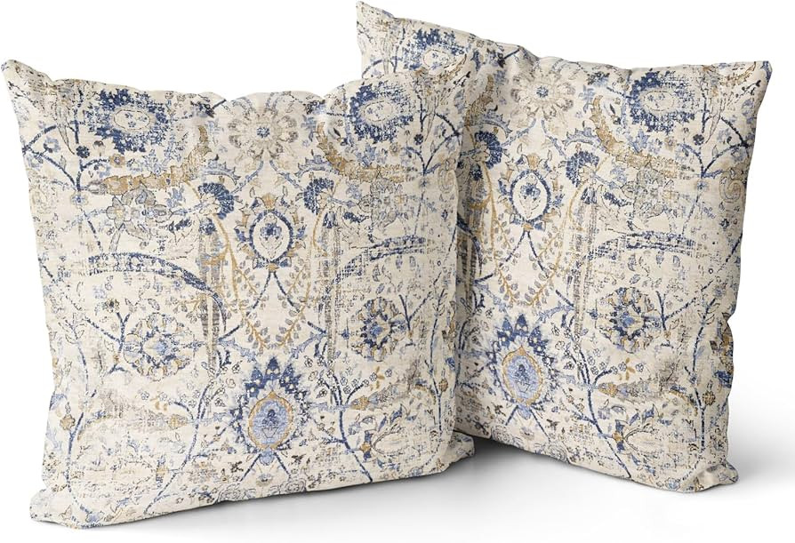 Snycler Set of 2 Boho Pillow Covers 22x22 Inch Geometric Tribal Carpet Pattern Short Plush Throw ... | Amazon (US)