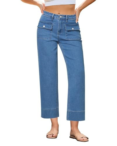 GRAPENT Colored Denim Jeans for Women Women's Cropped Jeans Medium Blue Size X-Large US 16 to 18 | Amazon (US)