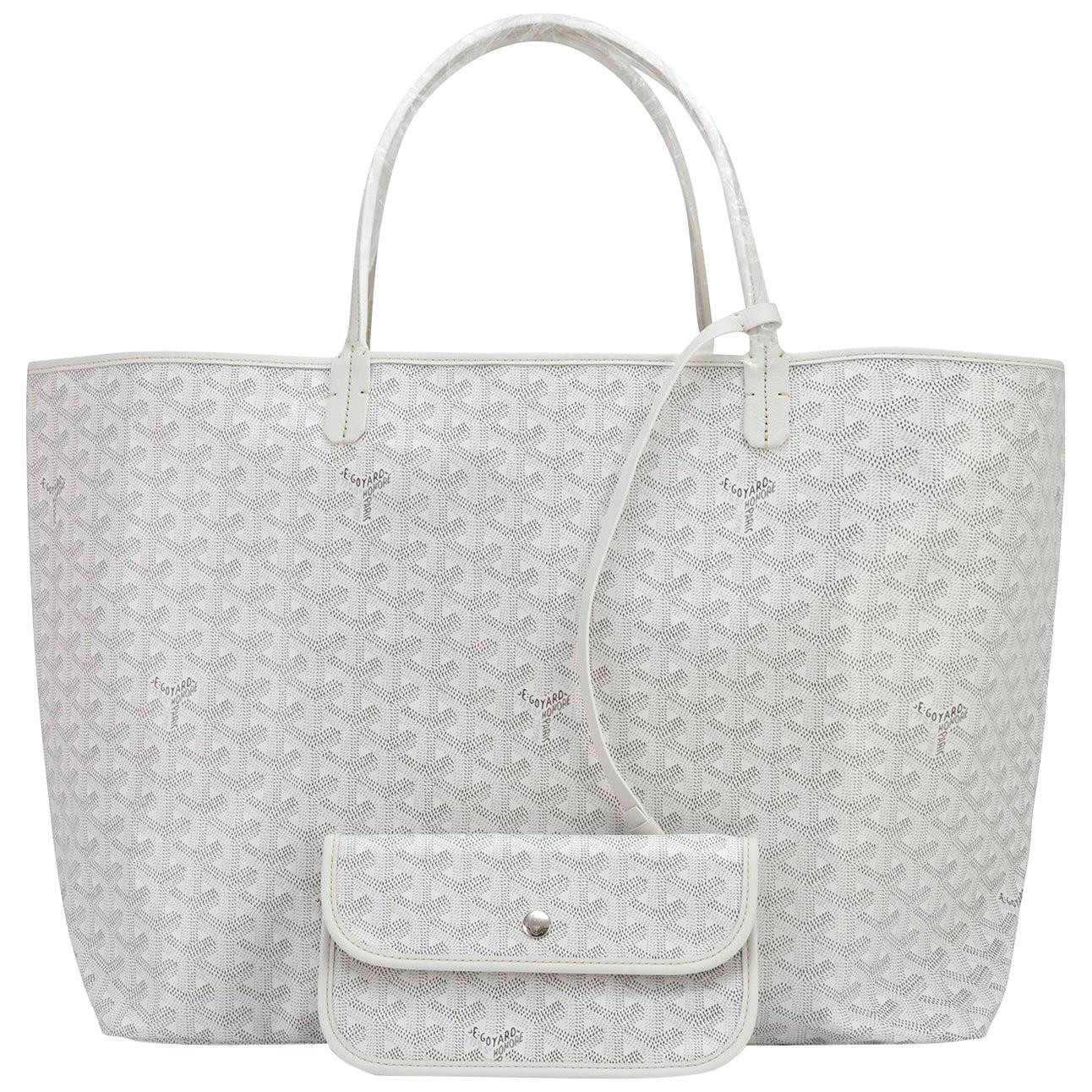 Goyard White St Louis GM Chevron Leather Canvas Tote Bag NEW, 2021 | 1stDibs