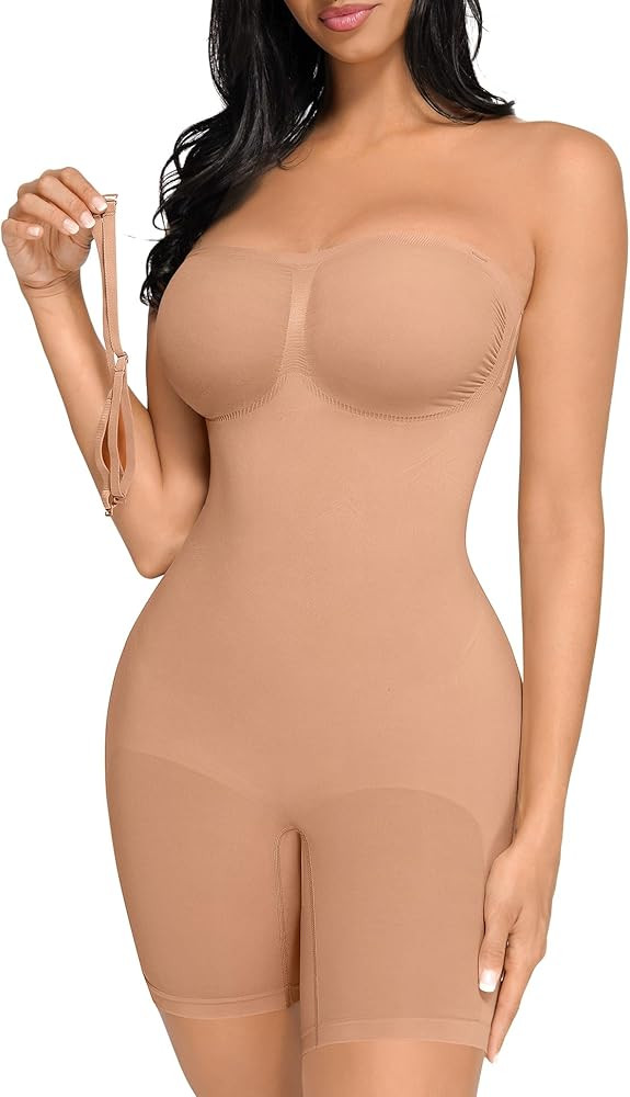 FeelinGirl Strapless Bodysuit for Women Tummy Control Shapewear Seamless Sculpt Body Shaper with ... | Amazon (US)