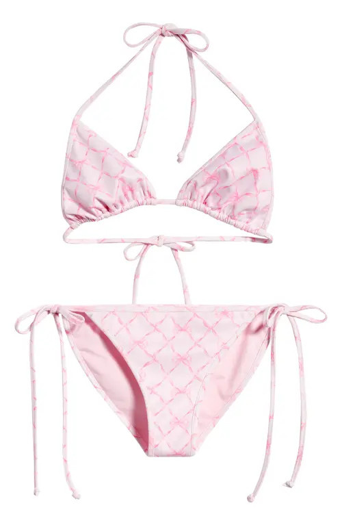 LoveShackFancy Kids' Dannie 2-Piece Bikini in Pink Peppermint at Nordstrom, Size Medium | Nordstrom