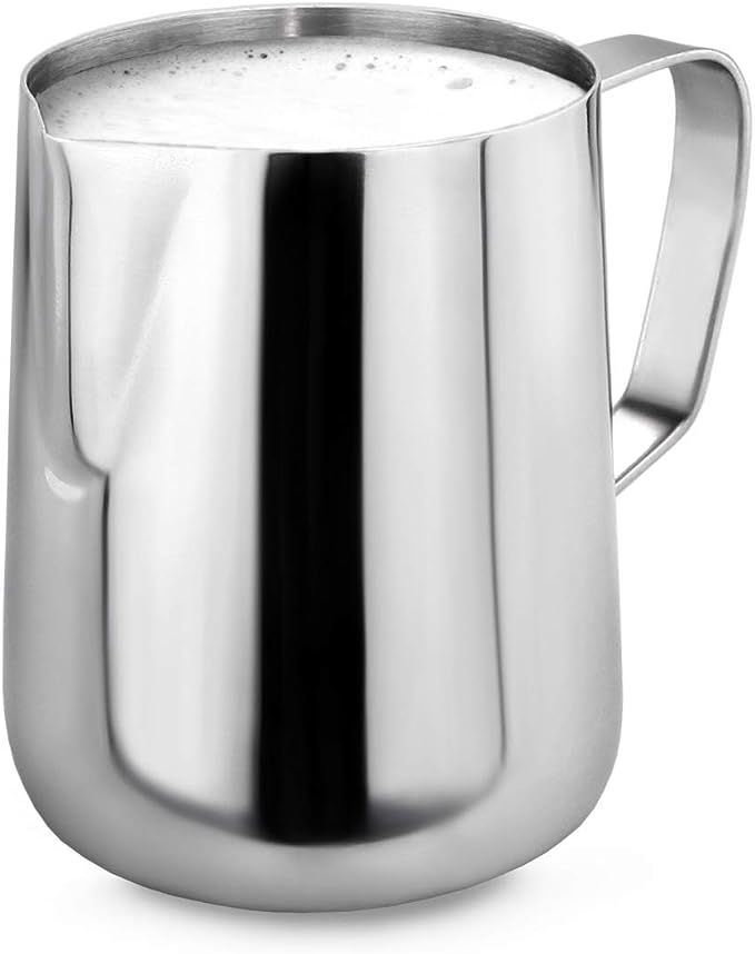 New Star Foodservice 28805 Commercial Grade Stainless Steel 18/8 Frothing Pitcher, 12-Ounce | Amazon (US)