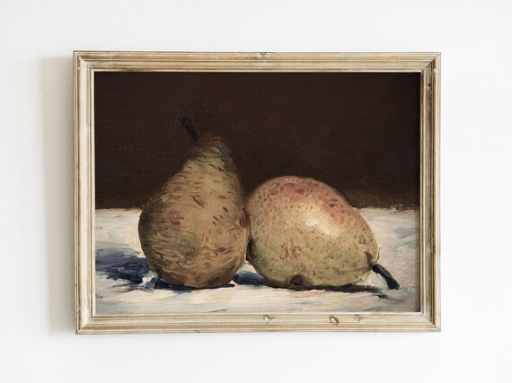 Country Kitchen Print Vintage Painting Pear Still Life - Etsy | Etsy (US)