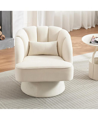 Modern  Swivel Barrel Accent Chair, Velvet, Beige | Macy's