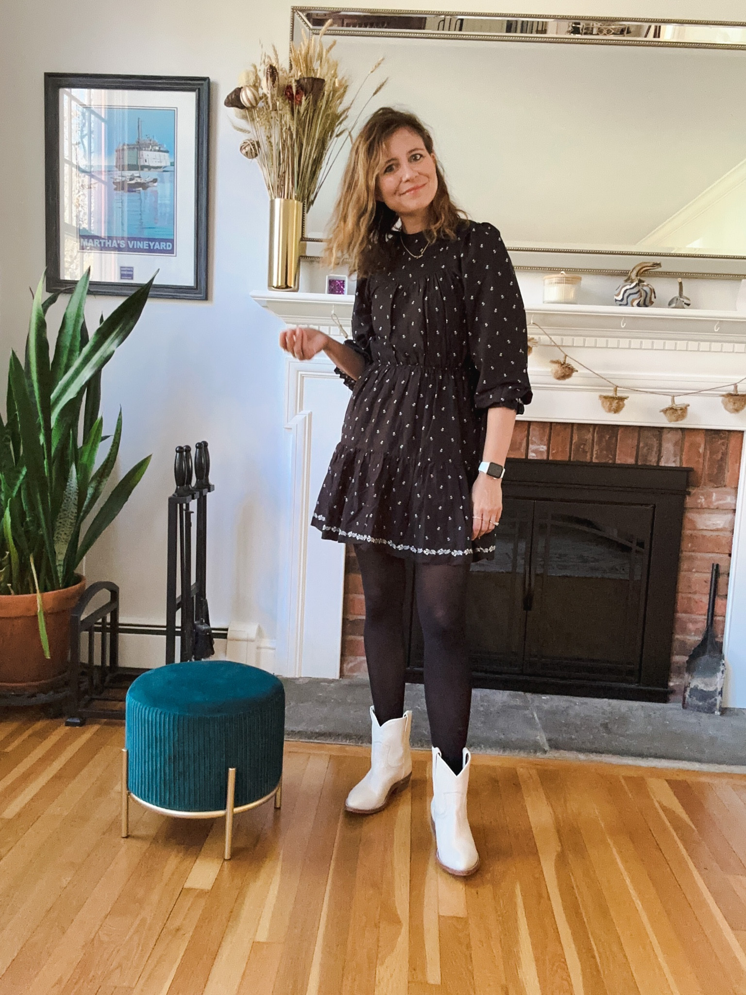 Madewell mockneck mini dress in Welsh Blossoms 