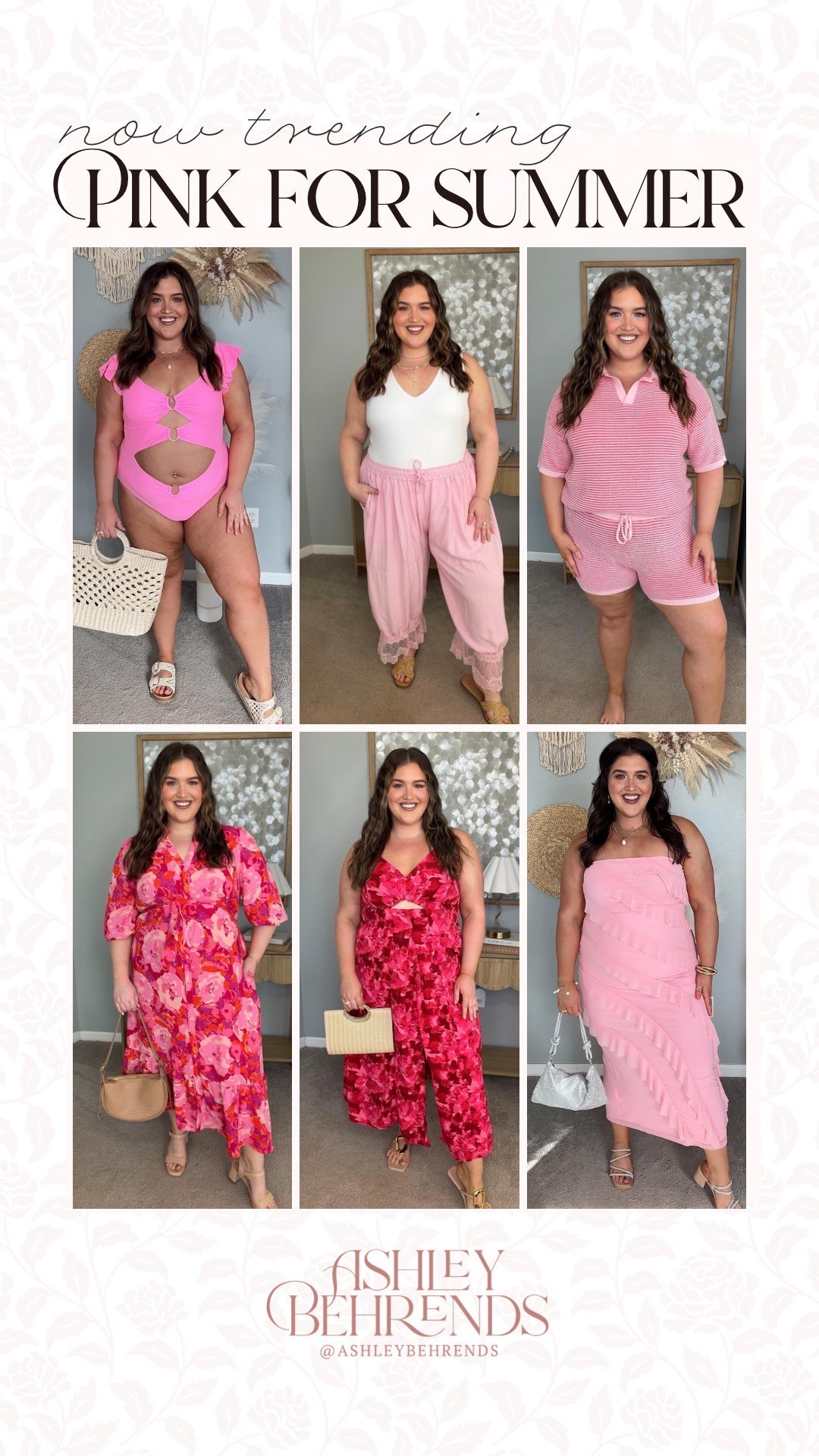 Give me all the shades of pink 🌸🌺 for the summer. These are some of my absolute favorite pink outfits for the warm weather. From beach days, wedding guest outfits, a cute travel outfit, and a super comfy, yet cute look. 
Pink floral dress, Barbie pink travel set

#LTKPlusSize #LTKSeasonal #LTKWedding