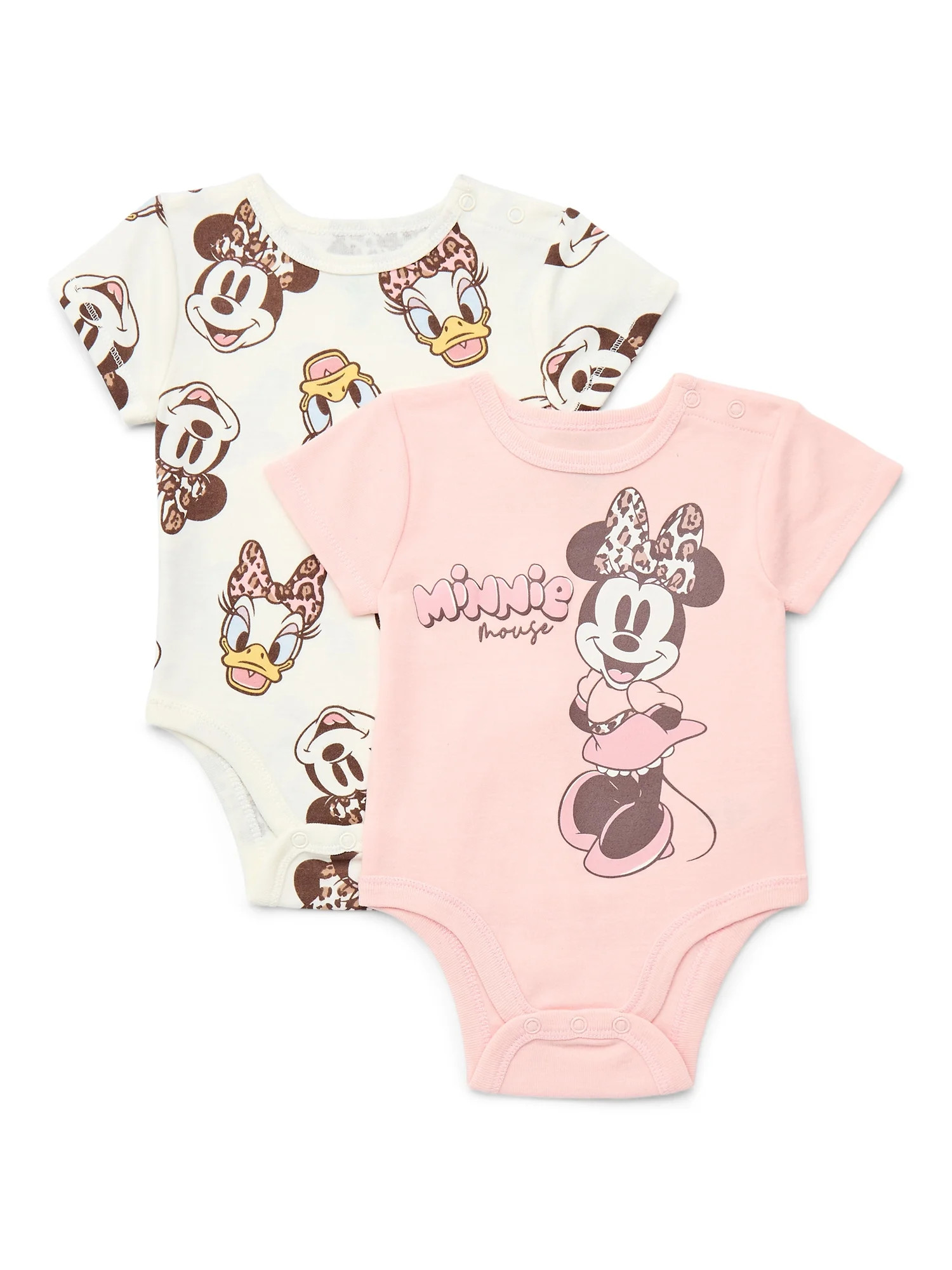 Disney Minnie Mouse Baby Boys or Girls Graphic One-Piece Bodysuits, 2-Pack, Sizes 0/3M-24M | Walmart (US)