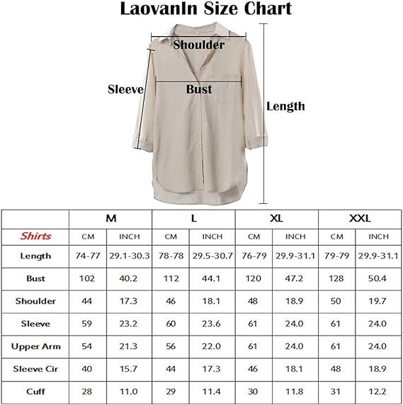 LaovanIn Women's Linen Shirts Button Down V Neck Shirt Long Sleeve Blouse Casual Plain Tops with ... | Amazon (US)