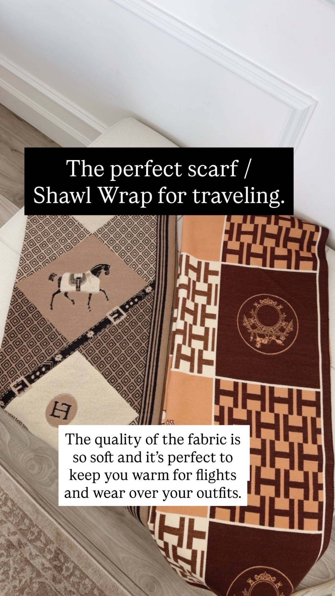 Travel essentials 
The perfect scarf /
Shawl Wrap for traveling.
AR
The quality of the fabric is so soft and it's perfect to keep you warm for flights and wear over your outfits.

#LTKTravel #LTKootd #LTKU