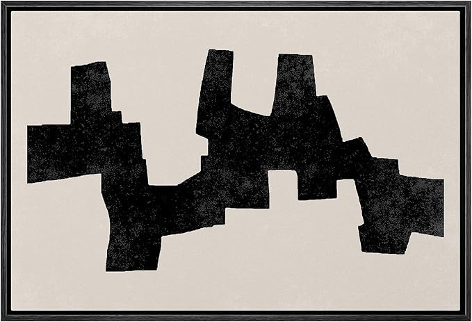 MUDECOR Framed Canvas Print Wall Art Geometric Mid-Century Dark Black Polygon Abstract Shapes Ill... | Amazon (US)