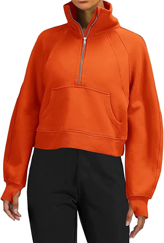 LEEDYA Women's Half Zip Pullover Long Sleeve Cropped Sweatshirt Fleece Lined High Neck Sweater To... | Amazon (US)