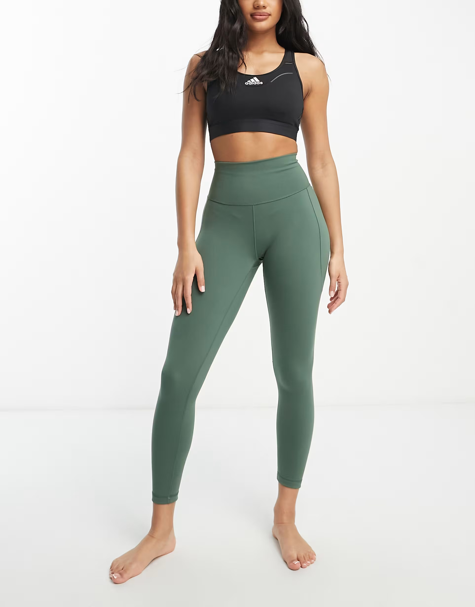adidas Yoga Essentials 7/8 leggings olive | ASOS (Global)