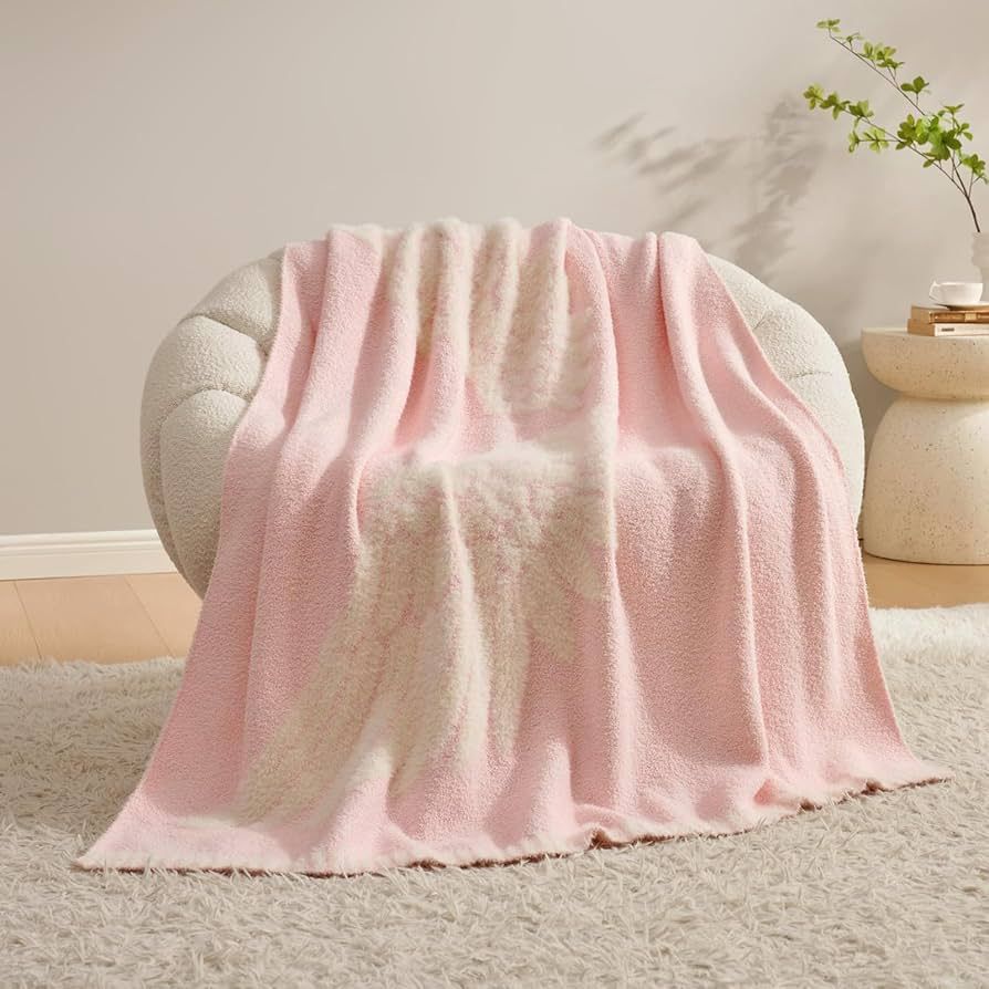 Snuggle Sac Angel Wings Knitted Throw Blanket, Ultra Soft Microfiber Blankets for Couch, Cozy Lig... | Amazon (US)