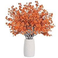 Uieke 6Pcs Artificial Fall Flowers Babys Breath Flower Bulk Fake Orange Silk Flowers Artificial Gypsophila Bouquet Floral for Home Festival Wedding Party Décor | Amazon (US)