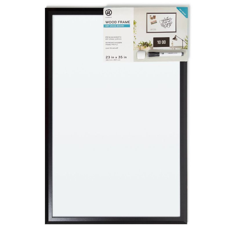 U Brands 23"x35" Magnetic Dry Erase Board Black Wood Frame with Marker | Target