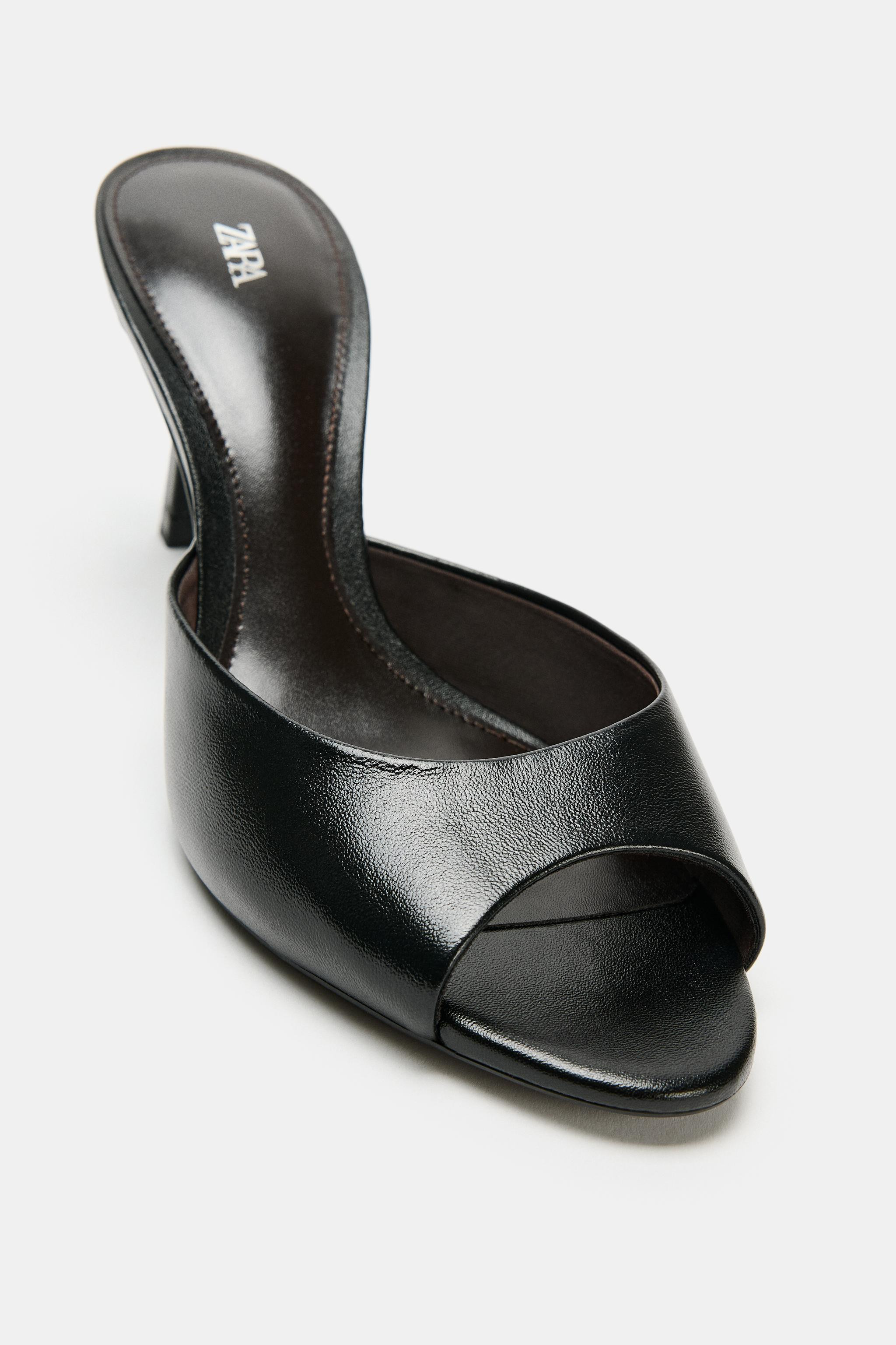 LEATHER HEELED MULES | Zara Canada