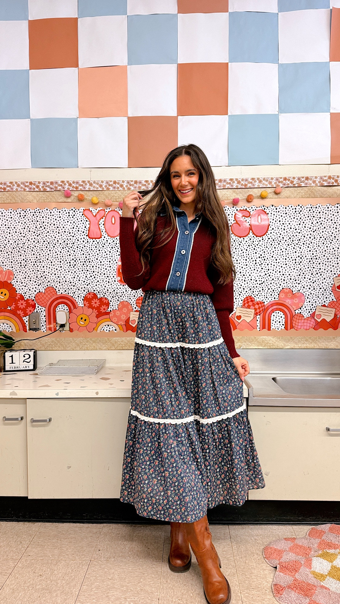 Teacher OOTD!
Dress discount code: TEACHES15
Wearing a 2 in the dress, a small in the sweater, and the boots fit true to size!

Dress is 100% cotton🙌🏼

#LTKgrwm #LTKWorkwear #LTKootd