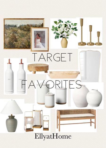 Best selling Target favorite home decor accessories and furniture. Popular bench, new console table, artwork, white vases, brass candleholders, oil and vinegar bottles, kitchen canisters, table lamp, brass hurricane, faux potted greenery, wood riser, wood bowl, wall mirror. Studio McGee for Threshold, Hearth and Hand by Joanna Gaines. Free shipping. Under $50 under $30 under $20


#LTKstyletip #LTKunder50 #LTKhome