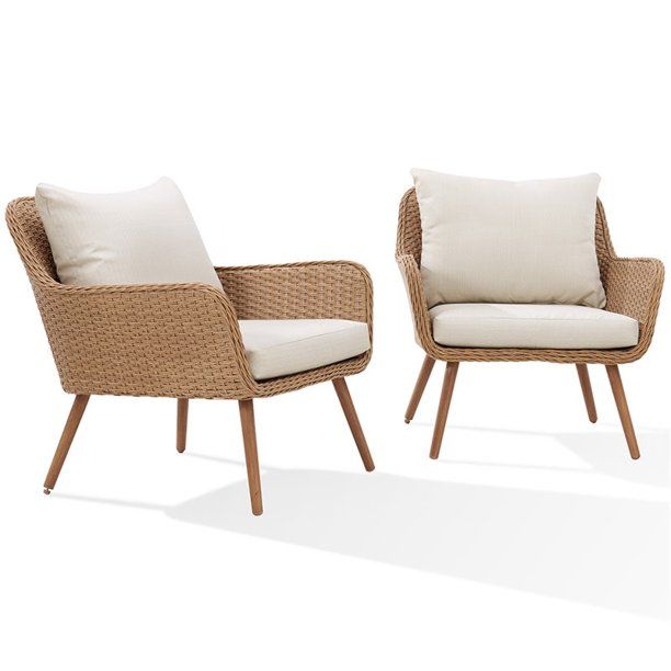 Afuera Living Modern Wicker Patio Chair in Light Brown and Oatmeal (Set of 2) | Walmart (US)