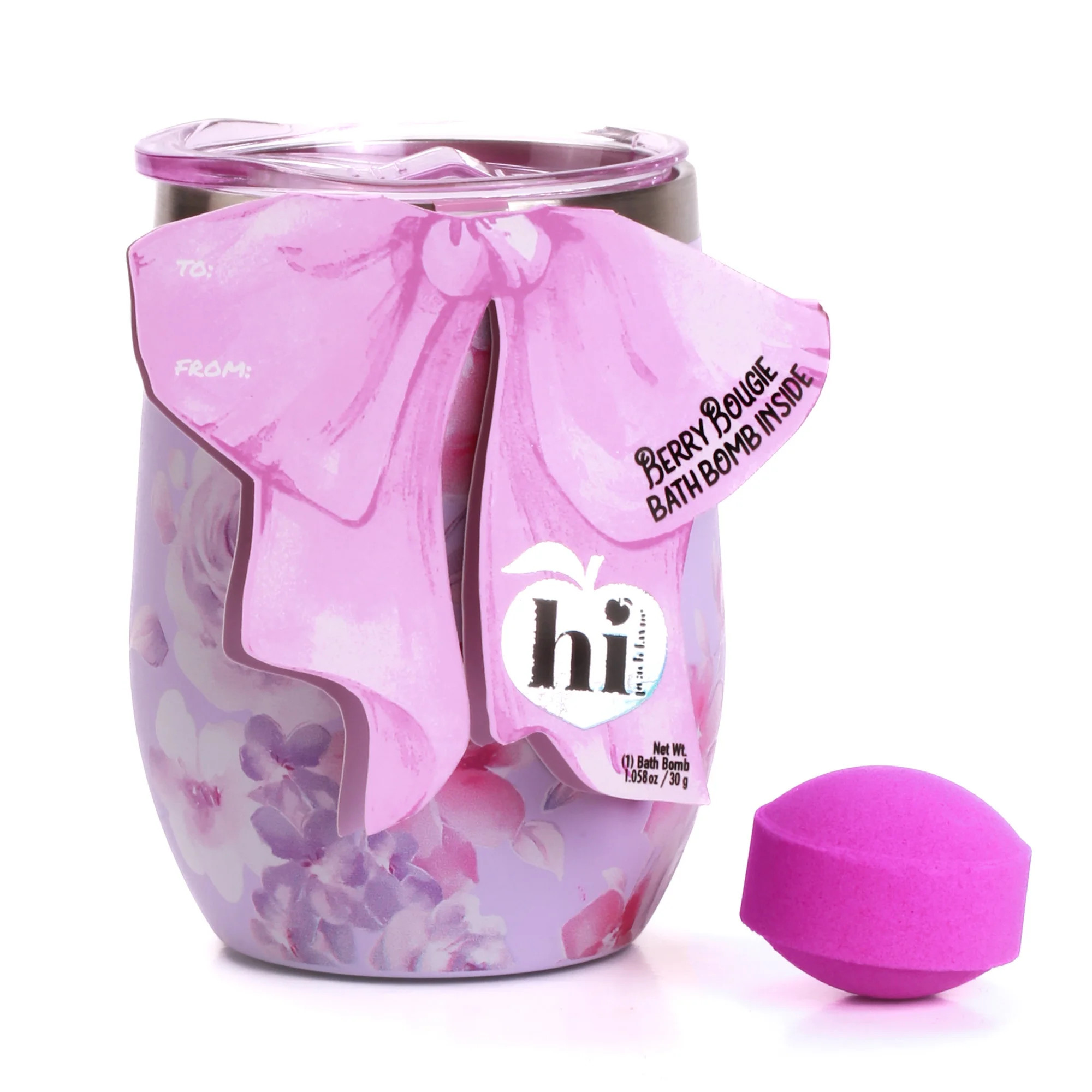 Hi Peach Layne 11.5 oz Purple Wine Tumbler with 30g Berry Bougie Bath Bomb | Walmart (US)