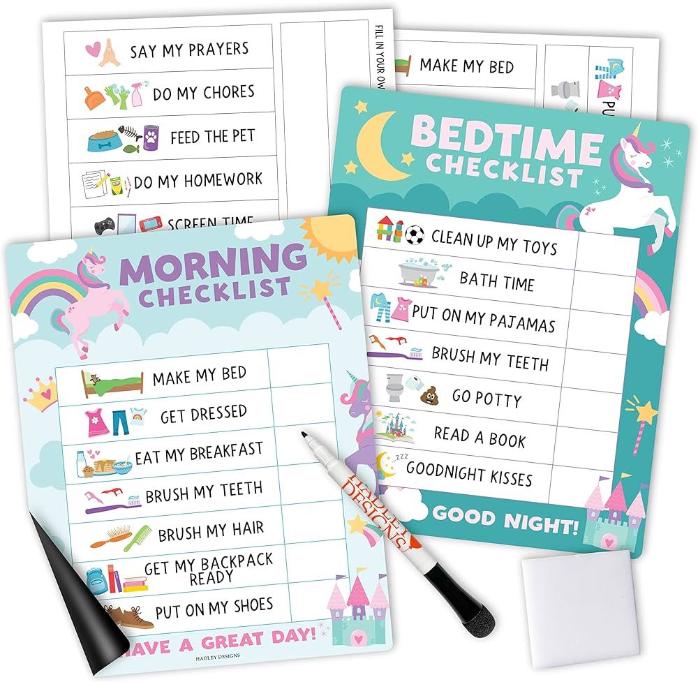 Unicorn Daily Schedule for Kids Schedule Board for Home - Reward Chart Bedtime Routine Chart for ... | Amazon (US)