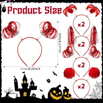 8 Pcs Pom Pom Headbands Tinsel Wrapped Ponytails Headbopper for Birthday Halloween Party Headwear... | Amazon (US)