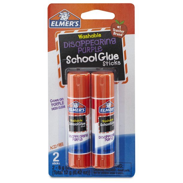 Elmer's Disappearing Purple Washable School Glue Sticks, 2 Count | Walmart (US)