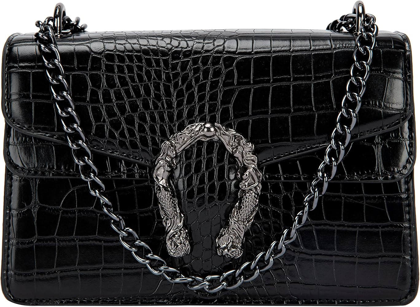 Aiqudou Crossbody Bag and Satchel Purse for Women - Fashion Snake Print Chain Purse Luxury PU Lea... | Amazon (US)