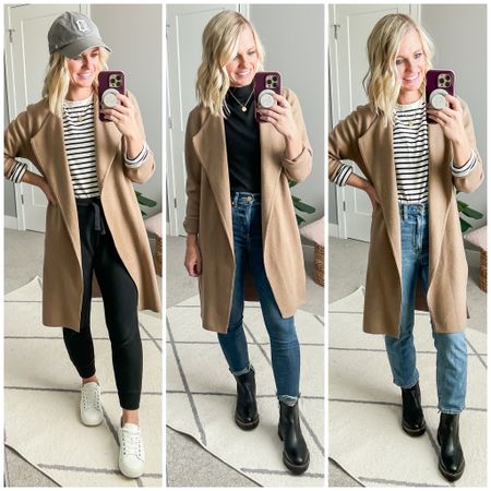Outfit ideas from mom-friendly winter capsule wardrobe. Head over to thriftywifehappylife.com for more details!

#LTKfindsunder100 #LTKstyletip #LTKSeasonal