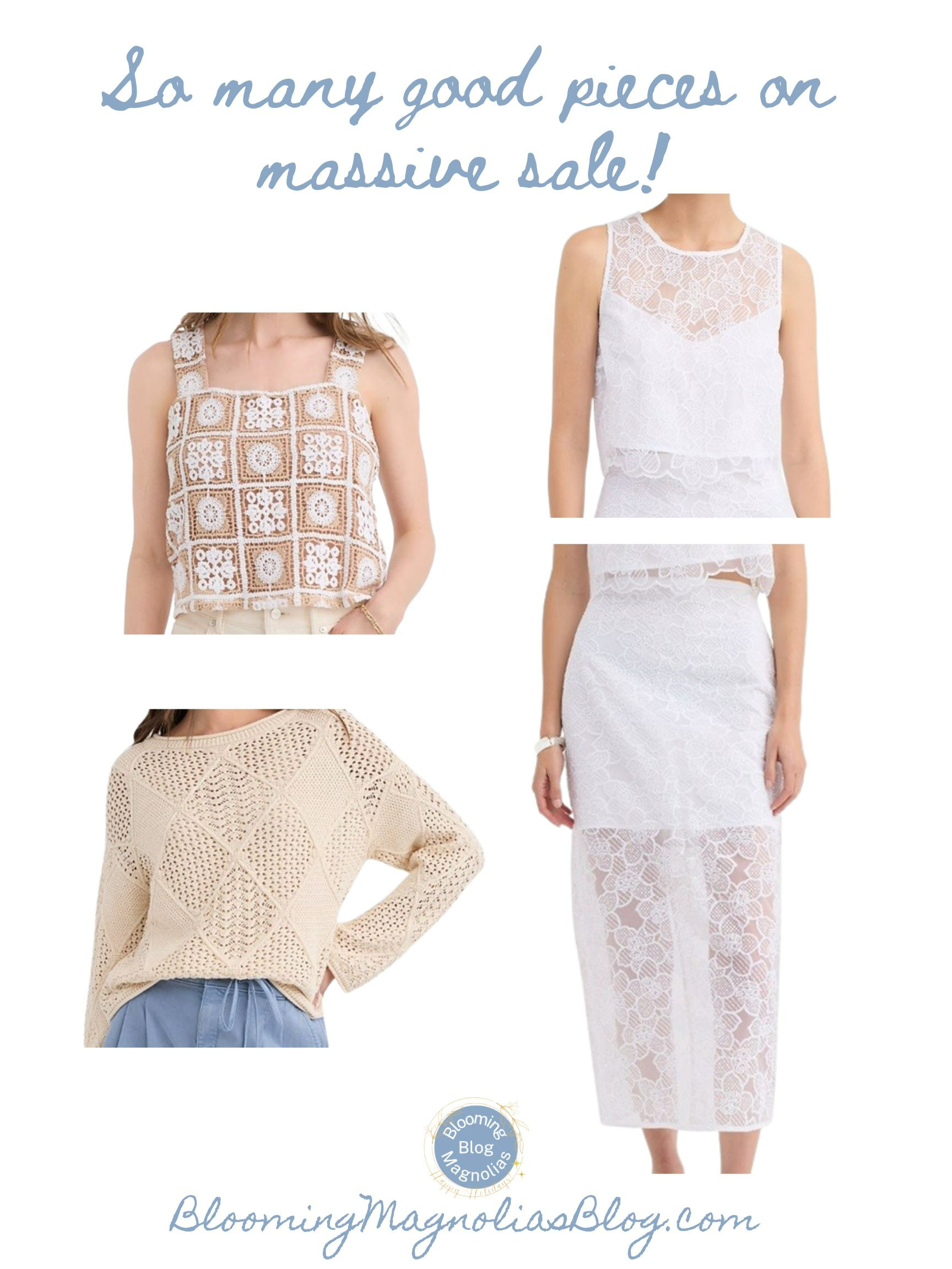 So many good pieces on massive sale now! I just got this crochet top along with this lace top.  

 