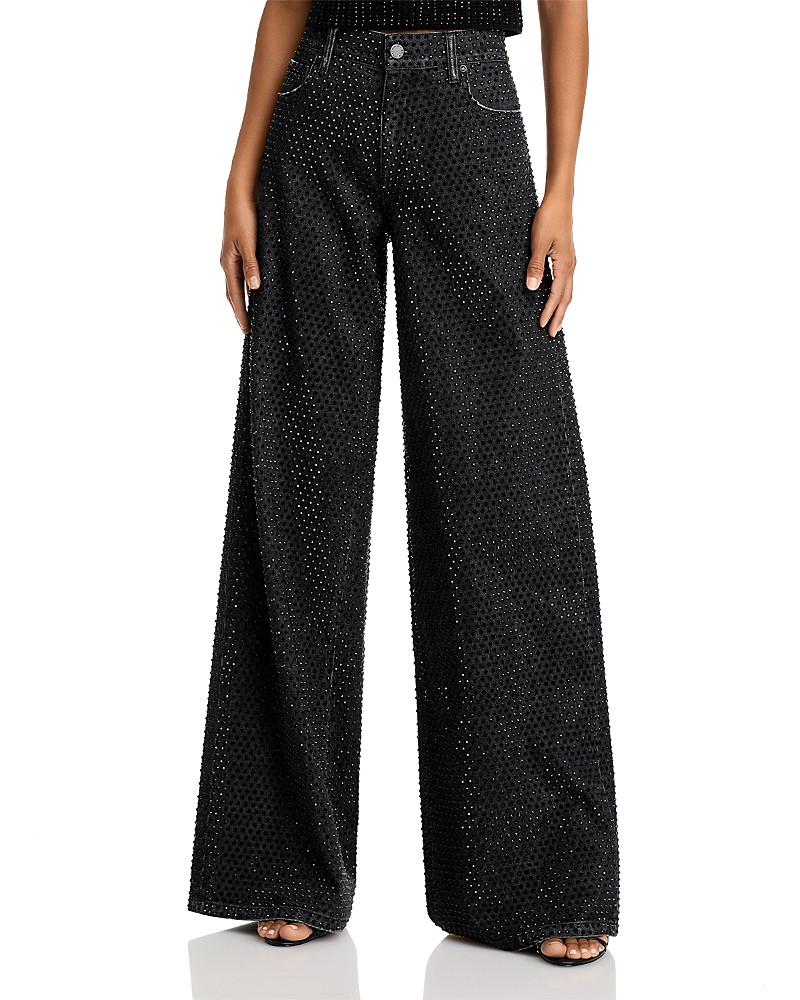 Alice and Olivia Trish Baggy Jeans in Maya Charcoal Black | Bloomingdale's (US)