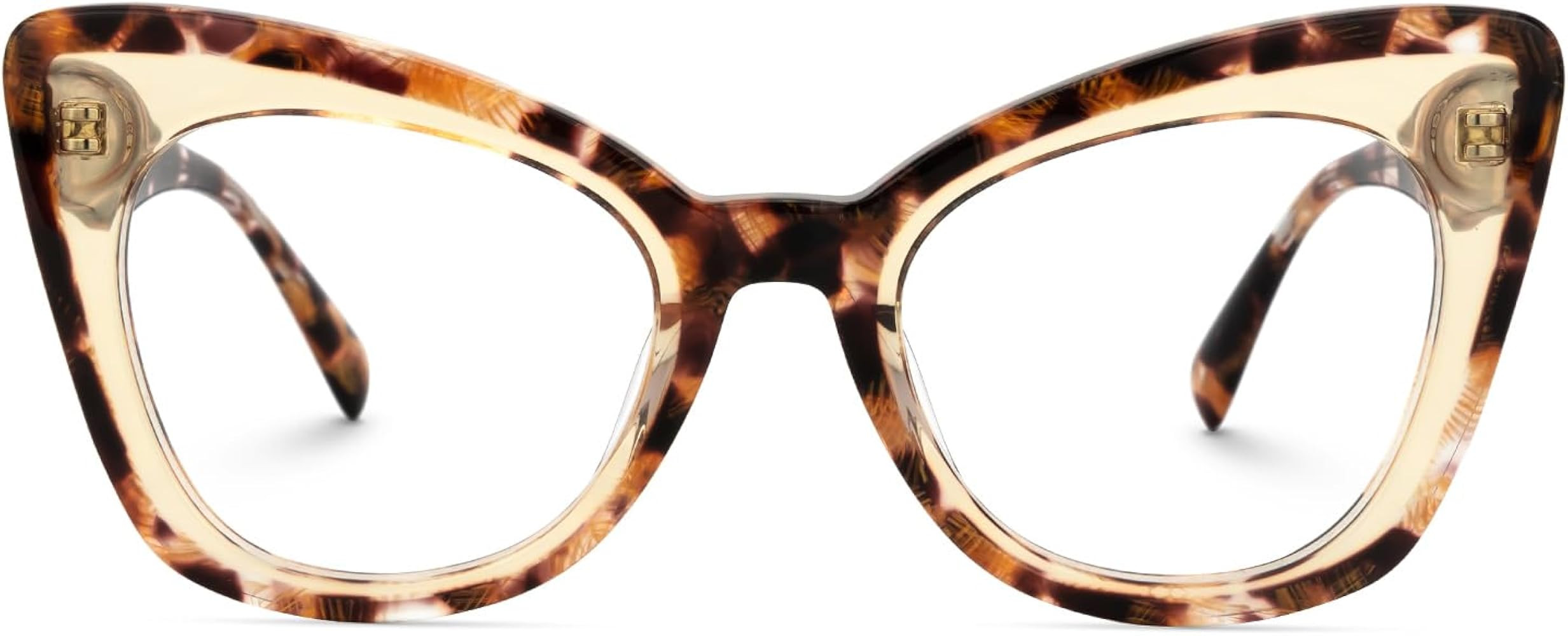 Zeelool Women's Cat Eye Glasses Stylish Acetate Eyewear Frame with Non-prescription Clear Lens ZJ... | Amazon (US)