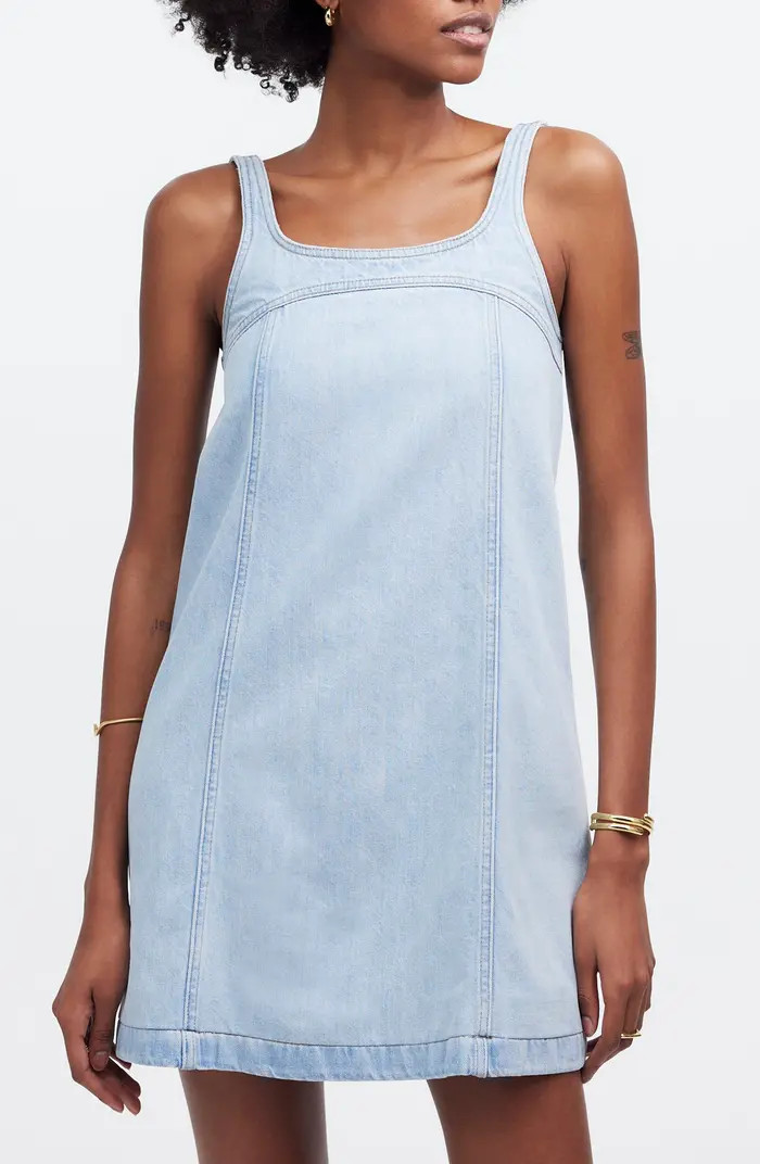 Denim A-Line Sleeveless Minidress | Nordstrom