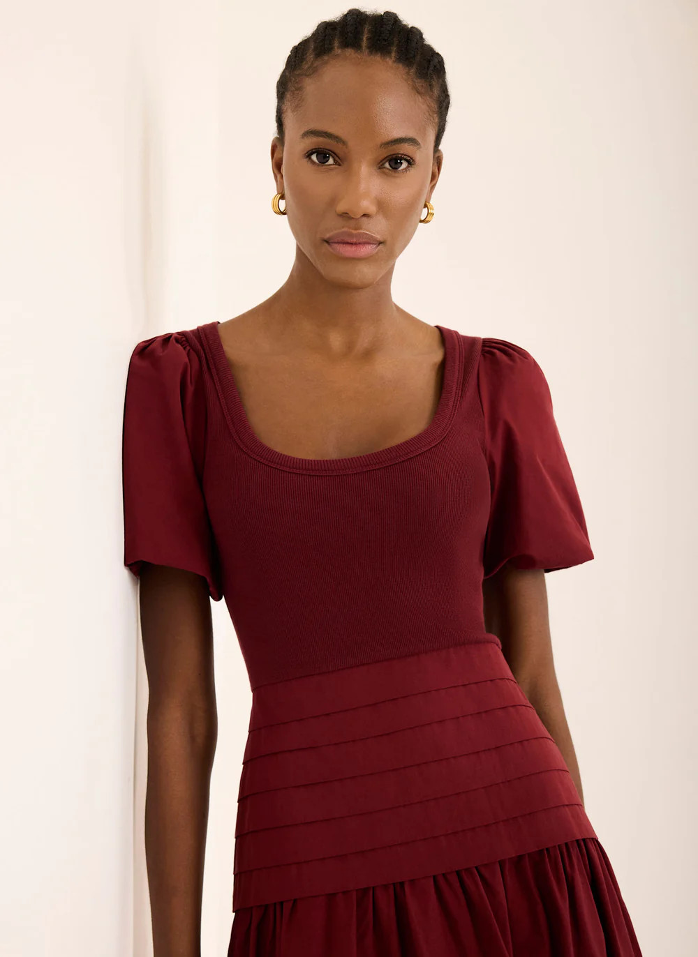 Burgundy Cotton Blend Maxi Dress | Mint Velvet
