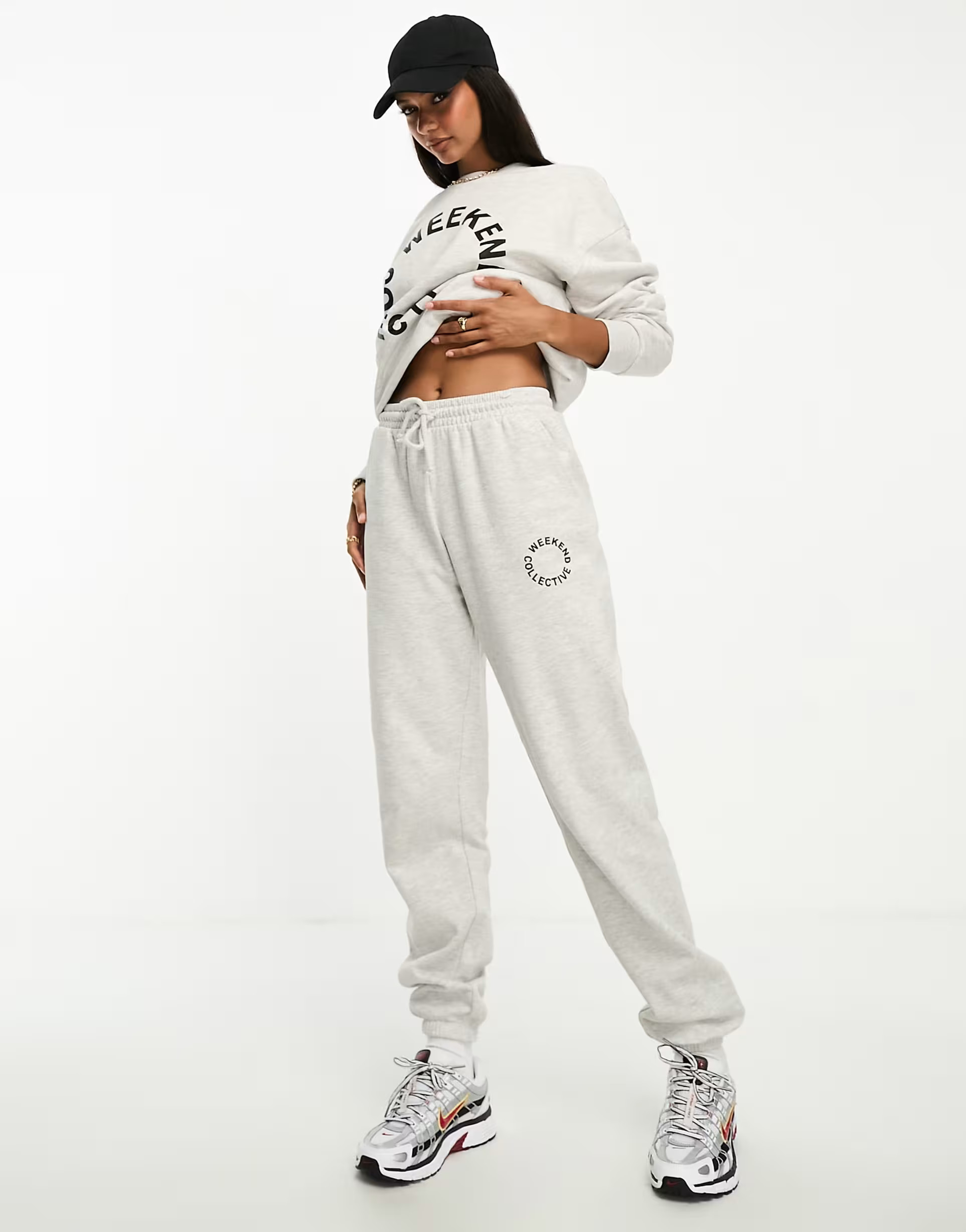 ASOS Weekend Collective co-ord oversized jogger with logo in grey marl  | ASOS | ASOS (Global)