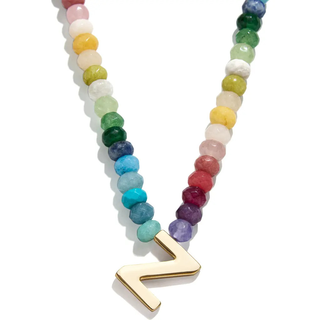BaubleBar Rainbow Beaded Initial Pendant Necklace in Rainbow Multi - Z at Nordstrom | Nordstrom
