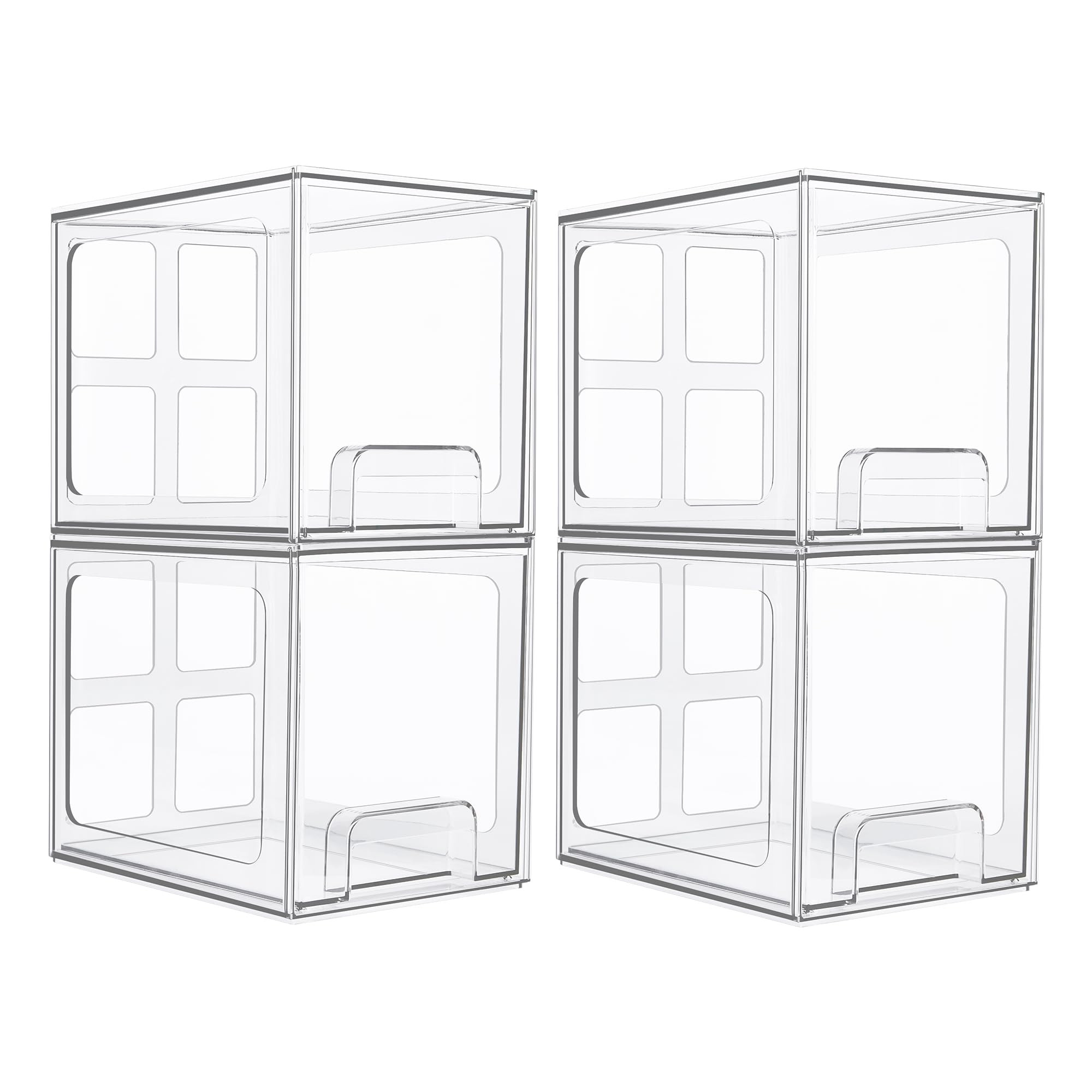 Vtopmart 4 Pack Stackable Storage Drawers, 6.6''Tall Acrylic Bathroom Makeup Organizers,Clear Pla... | Amazon (US)