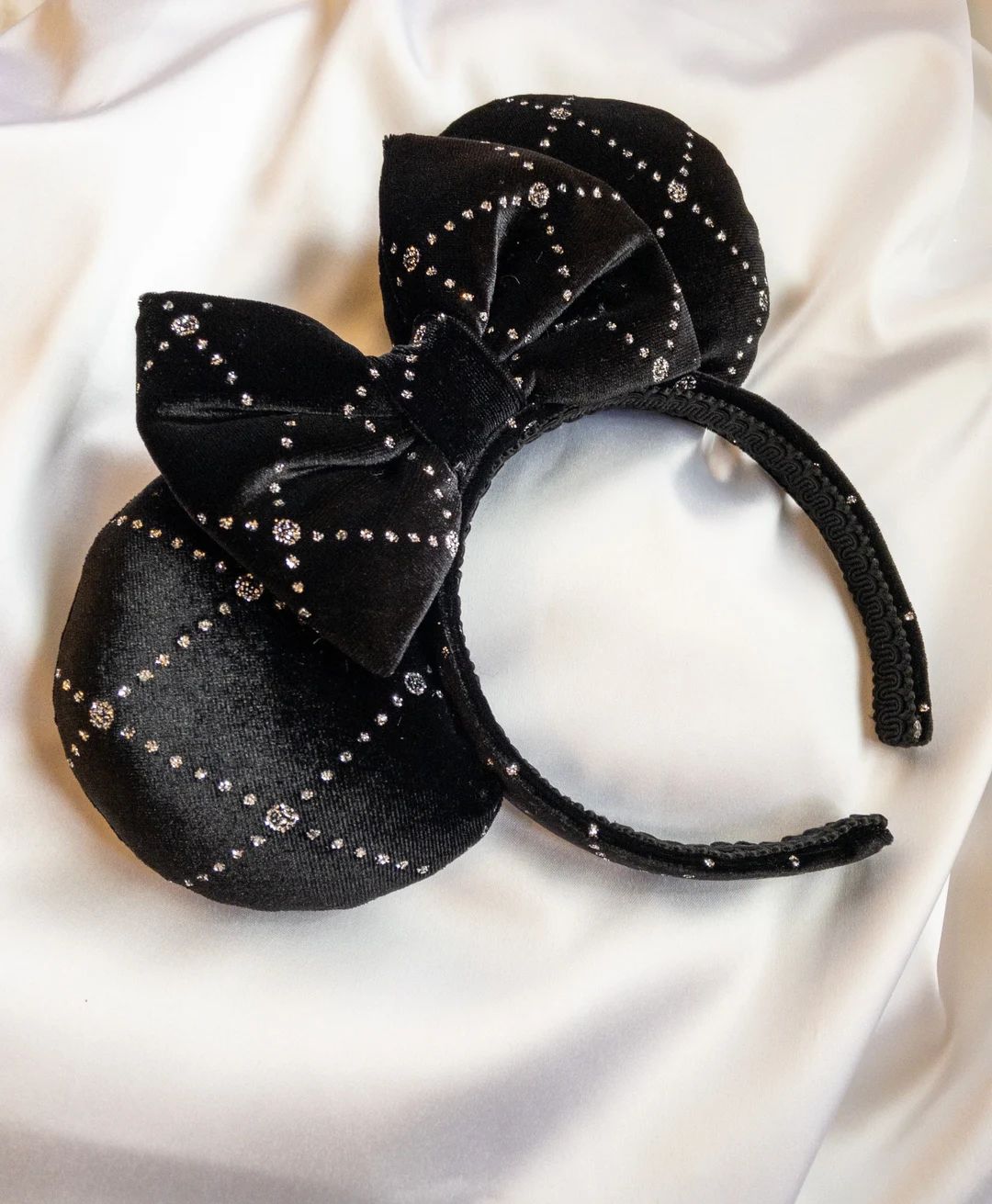 Designer black velvet diamond mouse ears | Etsy (US)