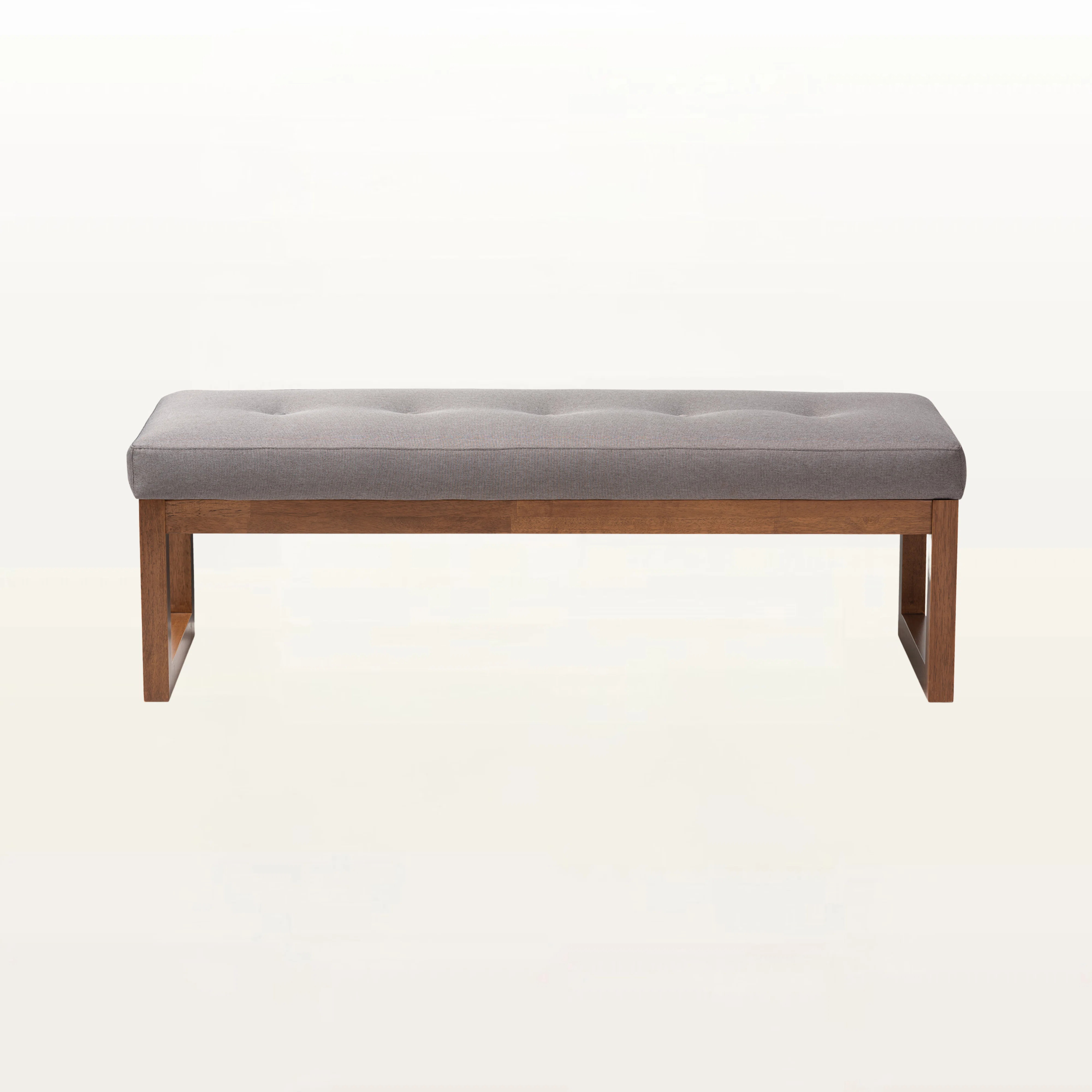 Crivello Grey Fabric Upholstered Bench With Walnut Finished Wood, 17.32'' H X 52.17'' W X 18.9'' ... | Wayfair North America