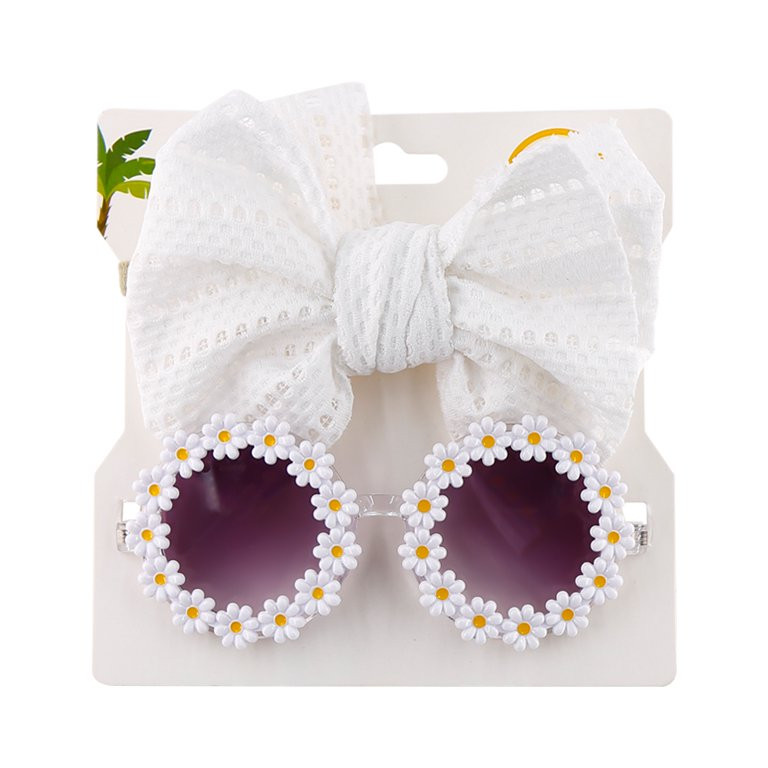 2Pcs/Set Daisy Flower Sunglasses With Elastic Nylon Baby Headband Bohemia Beach Seaside Sun Glass... | Walmart (US)