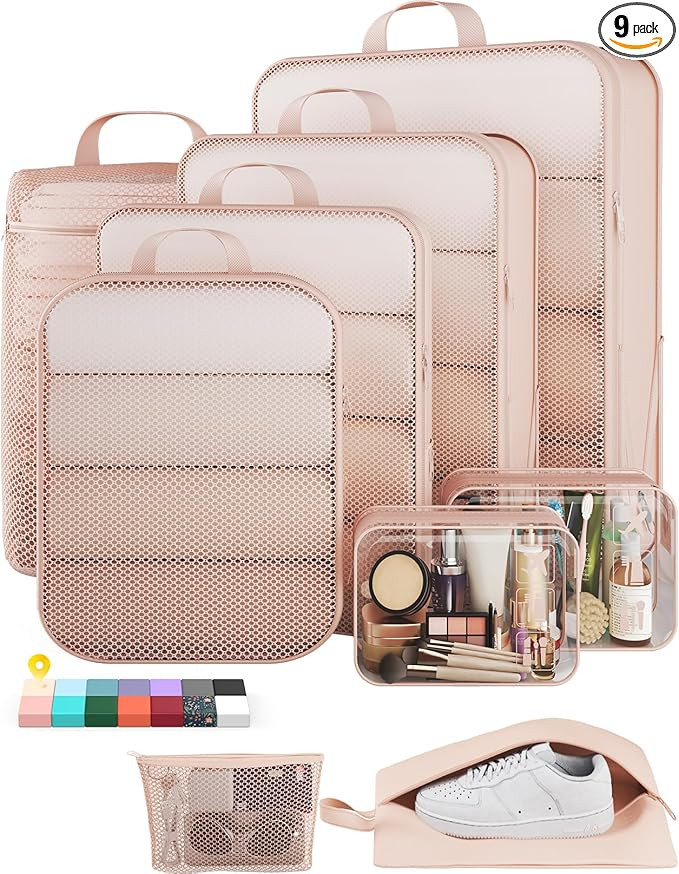 Veken 9/11 Set Compression Packing Cubes for Travel Essentials,Compressible Expandable Large Lugg... | Amazon (US)