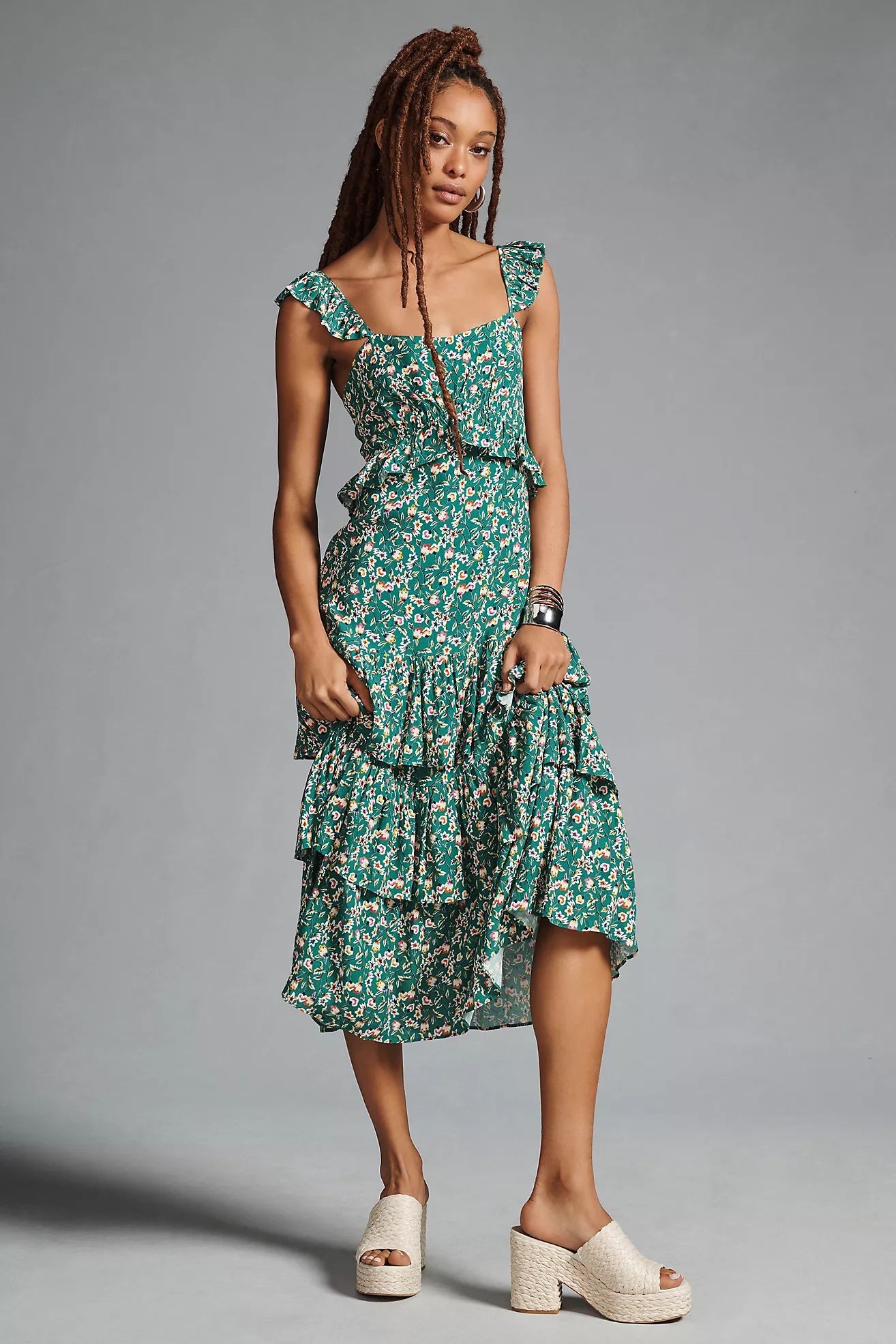 Hutch Tiered Flutter-Sleeve Dress | Anthropologie (US)