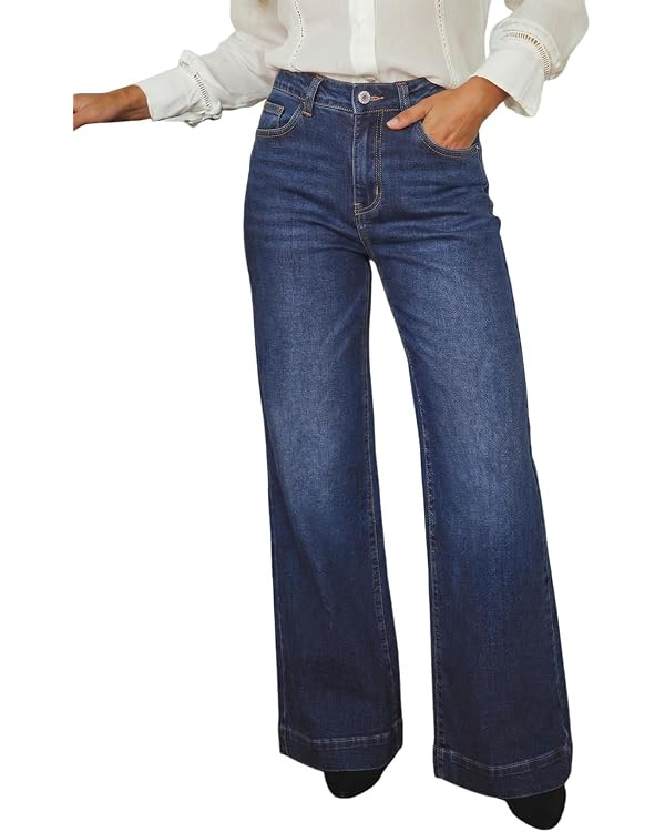 Dokotoo Women's Wide Leg Baggy Flare Jeans High Waisted 2026 Denim Pants | Amazon (US)