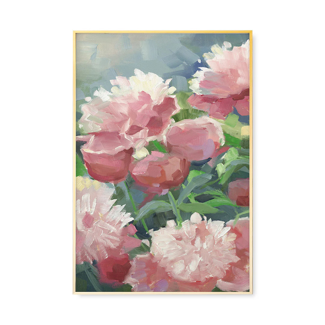 Pink Peonies Vertical by Jenny Westenhofer Painted Art Prints | Urban Garden Prints