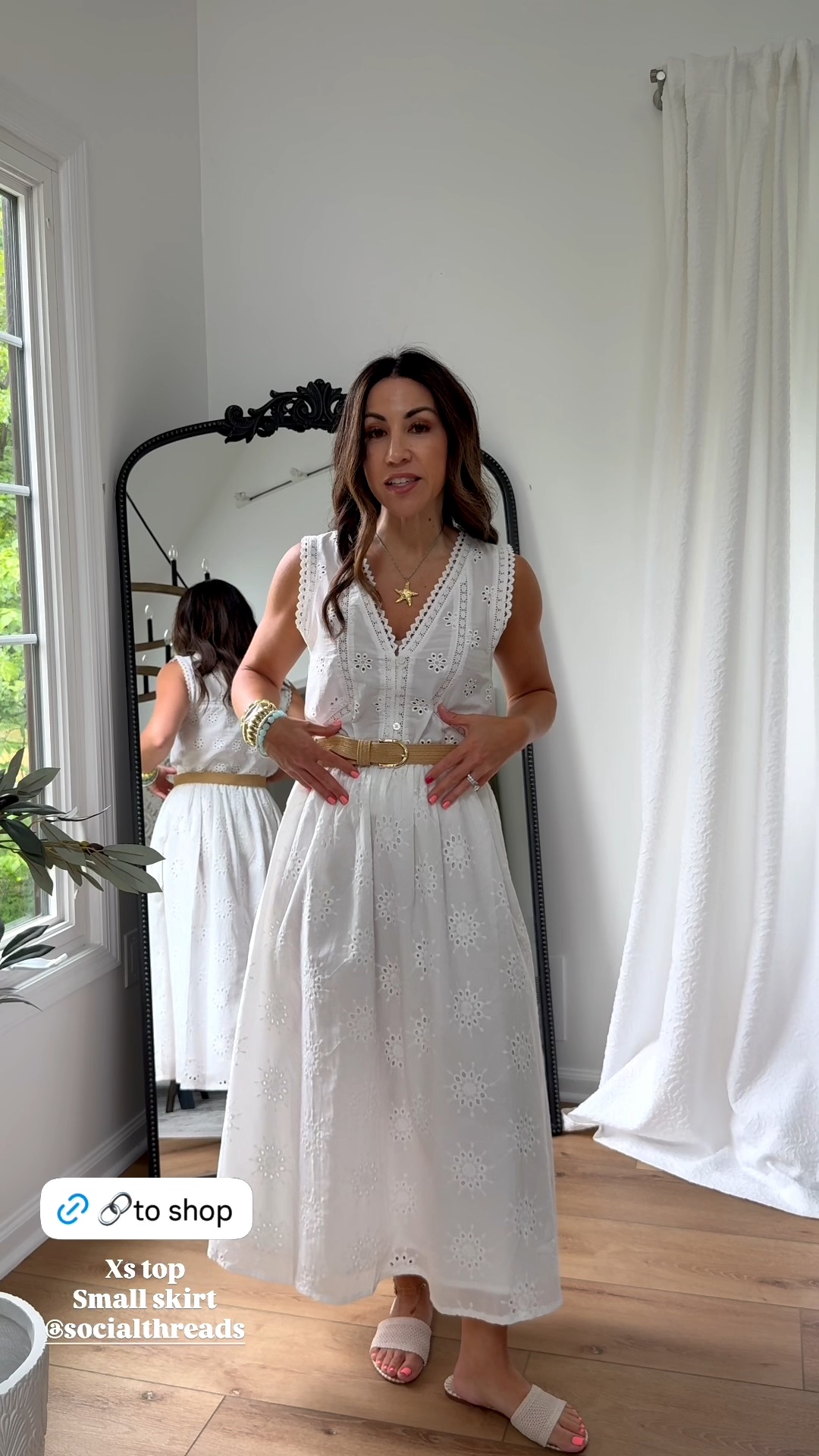 Small white skirt. Eyelet tank XS.

#LTKOver40 #LTKPetite