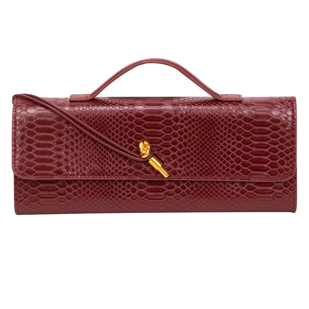 Elegant Evening Clutch Purse for Women – Structured Crocodile PU Leather Handbag for Wedding & ... | Amazon (US)